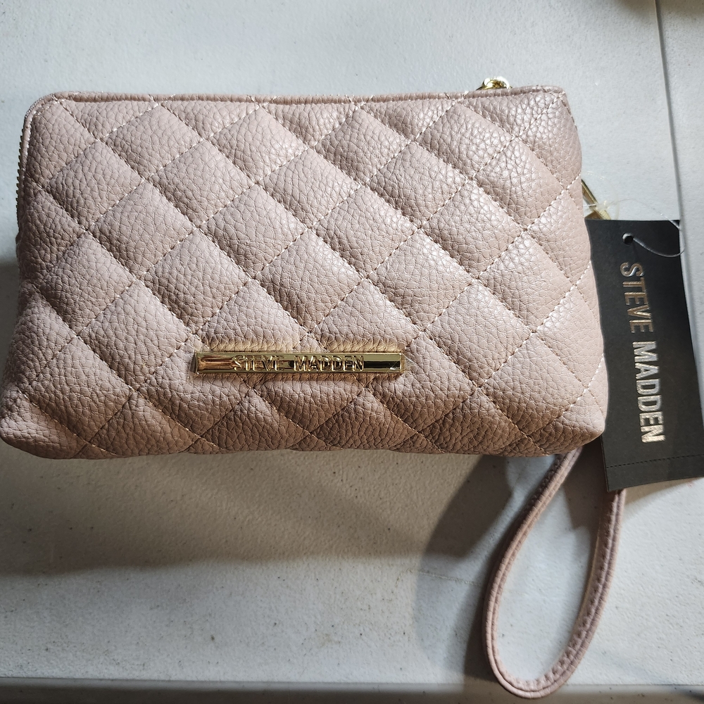 Steve Madden Rose Quilted Pebbled Wristlet